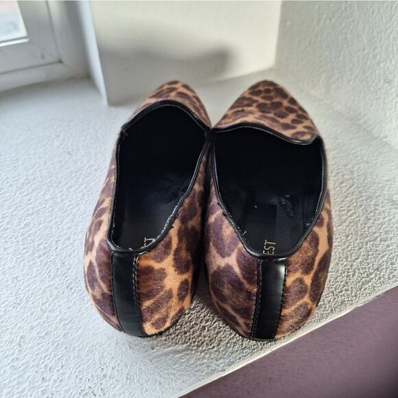 Nine West womens 9 calf hair cheetah print pointed toe ballet flats - Picture 4 of 6
